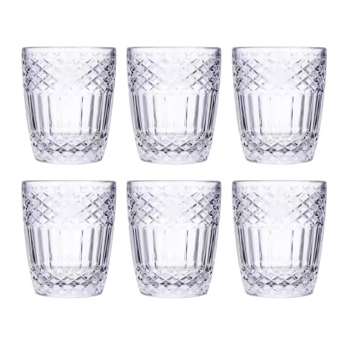LA BOUCHÉE BY LA CARTUJA DE SEVILLA - Set 6 Vasos Bajos Vidrio 30CL - Transparente Fácil de Limpiar - 1