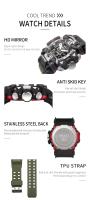 Reloj Militar SMAEL 8072 De Estilo Aleación Dual Pantalla Resistente Al Agua Deportivo Táctico Para Hombres Con Luz Nocturna Y Display Analógico-digital - details 9