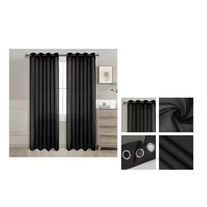 Pack de 2  Cortina Visillo Translúcida de salón / habitación Liso Colores Pack de 2 unidades 140 x 220 cm - 140 x 260 cm - 1