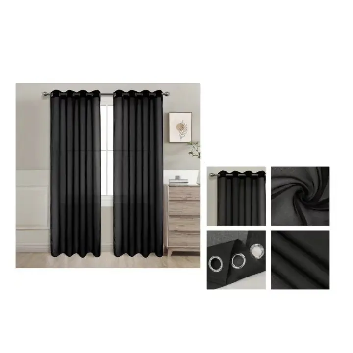Pack de 2  Cortina Visillo Translúcida de salón / habitación Liso Colores Pack de 2 unidades 140 x 220 cm - 140 x 260 cm - 1