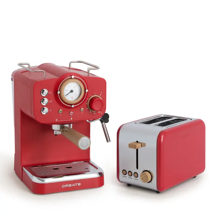 CREATE - Pack TOAST RETRO Tostadora S+ THERA RETRO Cafetera express acabado mate - 1