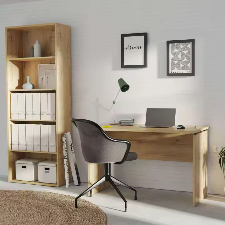 Muebles Despacho Oficina Librería + Escritorio Color Roble Gold - 1