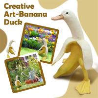 Estatua Creativa De Jardín DUCK Banana Figura De Banano Pelado Para Arte De Jardín Exterior Ornamento Para Escritorio Del Hogar O Jardín - details 1