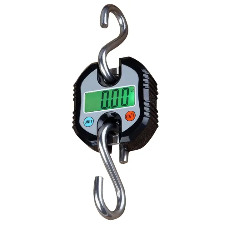 Báscula para equipaje colgante, báscula para pesca, hasta 150 kg, con pantalla LCD y función de pelado, 2 ganchos extraíbles, báscula para equipaje para viajes, pesca, caza al aire libre (negra) - 1