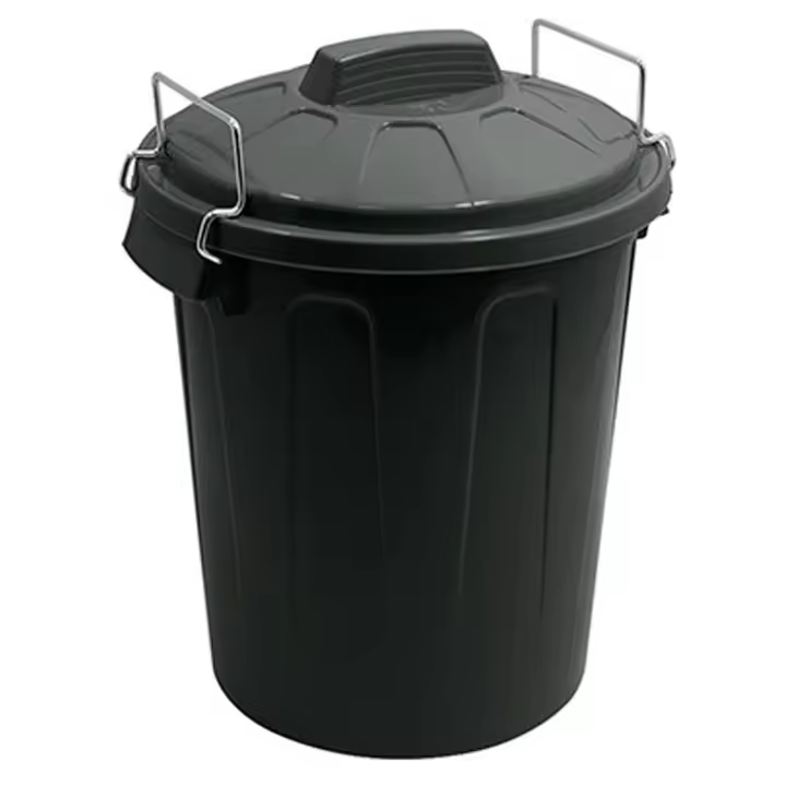 Tradineur - Cubo de basura de plástico, incluye tapa y asas metálicas, contenedor de residuos, papelera, reciclaje, fabricado en España (Gris oscuro - 7 litros - 30,2 x 23 cm) - 1