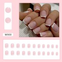 Set De 24 Uñas Postizas De Puntas Curtas Cuadradas Rosas Y Blancas Estilo Francés Removibles Para Mujeres Uñas De Presión Ballerina - details 0