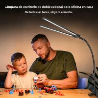 Lámpara De Escritorio LED Doble Cabeza Para Oficina Y Hogar Con 3 Modos De Color Y 10 Niveles De Iluminación Protector De Ojos - details 10