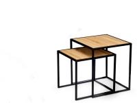 STARLEY-Set 2 mesas auxiliares madera,Mesa pequeña: 30x30x34cm + Mesa grande: 34 x 34 x 37 - details 0