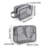 Bolsa De Ducha De Malla Gris Azul Bolsa De Maquillaje De Secado Rápido Gran Capacidad Para Playa Y Baño Organizador De Ducha Portátil Ecológico - details 2