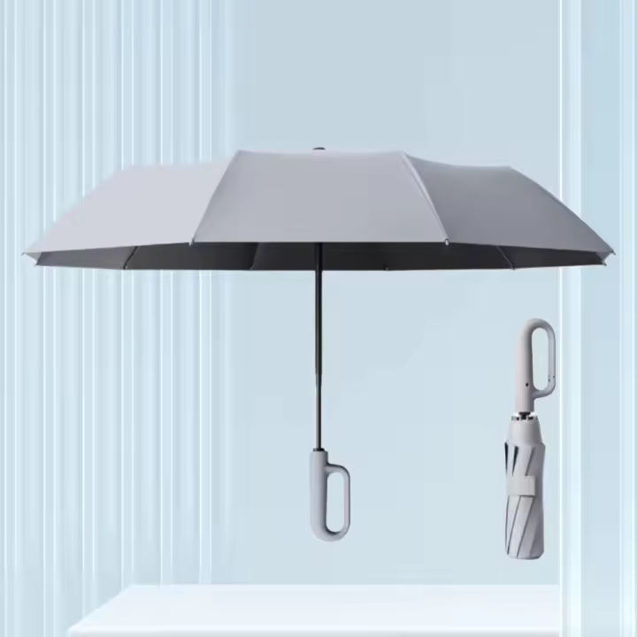 Paraguas Automático De Alta Gama Con Mango De Cierre Vinilo Protección Contra Lluvia Y Sol Tela De Nylon 190T Plegable a Tres Secciones - 1