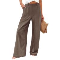 Pantalones Anchos Para Mujer Cintura Alta Elástica Trasera Negocios Casual Largo Pantalones Regulares De Pierna Recta Para Otoño/Invierno - details 5