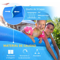 Outsunny Piscina Hinchable Redonda 4.000 Litros Ø274x76 cm para 3-4 Personas Piscina Inflable Familiar Adultos y Niños con Inflador de Mano para Jardín Patio Exterior Azul - details 4