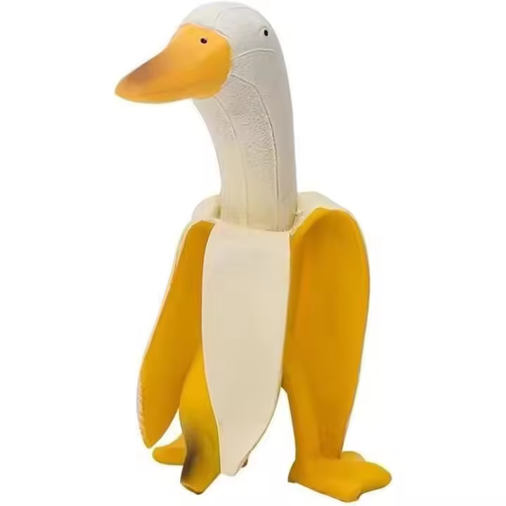 Estatua de pato banana, estatuas creativas de pato, escultura divertida de pato de pie, adornos de pato banana, adornos de pato extraños (amarillo) - 1