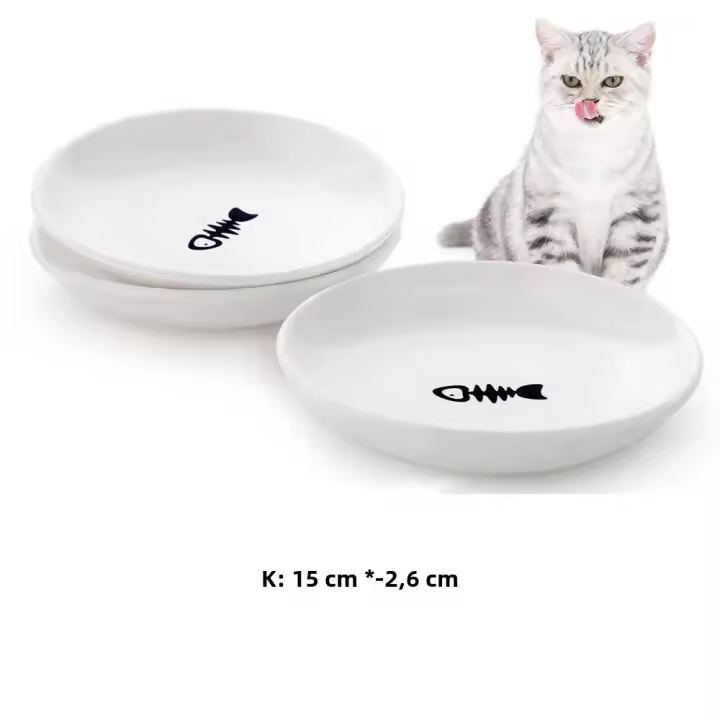 Tazón De Gato Cerámico Con Fondo De Silicona No Derrumbe Fácilmente Alimento Para Perro Y Gato Porcelana Resistente a Derrumbe Accesorios Para Mascotas - 1