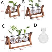 Vaso De Plantas Esterilizado En Vidrio Con Marco De Madera Vintage Jarrón Para Flores Y Bonsái Decoración De Escritorio Para El Hogar Vaso De Plantas Hydroponicas - details 1