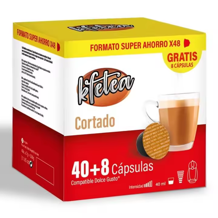 Cortado Dolce gusto compatible marca Kfetea 48 cápsulas, Formato Super Ahorro 8436583660188 - 1