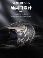 Casco Motocicleta ORZ Vintage Black Warrior Combinado Medio Y Completo Para Cruce Casco Motorcross Unisex Abs Material - details 2