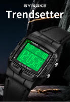 Reloj Deportivo Para Hombre SYNOKE Con Pantalla Grande LED Luminosa Resistente Al Agua Y Al Choque Estilo Retro Moda Malla De Cuero Material Del Cuerpo Plástico - details 1