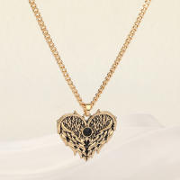 Encanto Collar dorado con forma de corazón y alas de plumas creativas con personalidad de moda para mujer - details 1