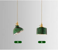 Lámpara Colgante Minimalista Japonesa De Vidrio Creativa Y Personalizada LED Verde En Bronce Para Iluminación De Habitaciones Y Salones - details 3