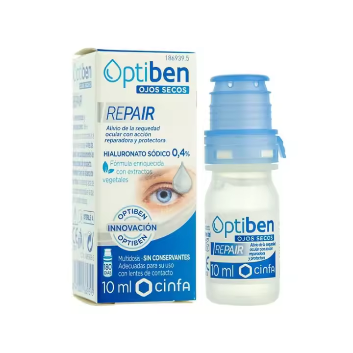 Optiben Ojos Secos Repair Colirio 10 Ml - Gotas Reparadoras para Hidratación y Alivio de la Sequedad Ocular - 1