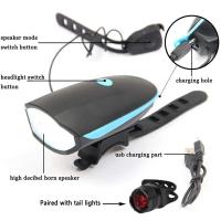 Lámpara De Bicicleta Con Bocina Recargable Por USB Luz Frontal Para Ciclismo Y Scooter Electrónico ABS Impermeable IPX6 Con Función De Sensor Inteligente - details 2