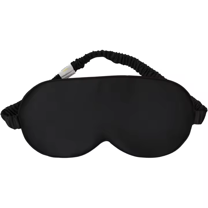 Antifaz de seda para dormir, 100 % seda morera pura, antialérgico y opaco, con banda elástica para dormir, viajar y siestas (negro) - 1