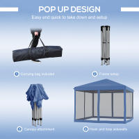 Outsunny Carpa Plegable 3x3m Paredes de Mosquitera Extraíbles con Cremallera 4 Orificios de Drenaje Tela Oxford 420D para Jardín Fiestas - details 4