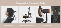 NEWTRAL MagicH-BP Silla Ergonómica con Reposapiés, Respaldo de Seguimiento Automático, Soporte Lumbar Adaptable, Reposabrazos y Reposacabezas Ajustables, 4 Posiciones de Bloqueo - Negro - details 5