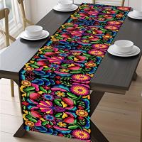 Mantelero De Lino Para Fiesta Mexicana De Dia De Los Muertos Y Cinco De Mayo Decoración Para Mesa De Comedor Y Cocina - details 3