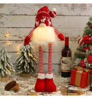 Muñeca Luminosa De Piernas Largas Sin Cara Con Pantalones Rayados Y Colgante De Santa Claus Figura De Navidad Para Decoración Del Hogar - details 5