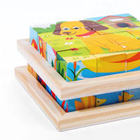Juguetes De Bloques De Madera Para Bebés Juego De Rompecabezas En Cubos De Seis Lados Educativo Con Animales Frutas Y Tráfico Para Niños - details 4