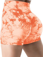 Shorts De Ciclismo De Yoga Para Mujer Cintura Alta Multicolor Tie-Dye Levantamiento De Caderas Sin Costuras Para Ejercicio Running Gimnasio - details 9