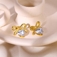 Pendientes De Corazón Colgantes De Acero Inoxidable Con Zirconia Cubica Blanca Para Mujer Joyería De Oído Impermeable Regalo De Fiesta - details 1