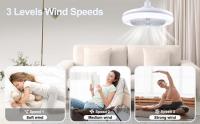 Ventilador de techo con enchufe y 3 velocidades, LED regulable, base E26/E27, Pequeño ventilador de techo con enchufe inalámbrico para dormitorio, cocina y habitaciones pequeñas - details 1