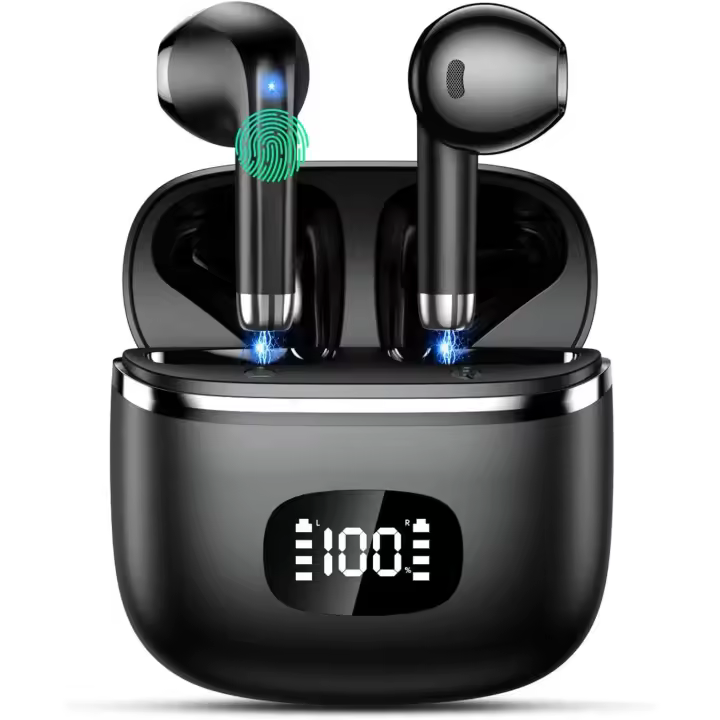 Auriculares Inalétricos Bluetooth,Auriculares Bluetooth 5,3 con 4 Micrófonos HD Estéreo HiFi, Resistant IPX7 Al Agua - 1