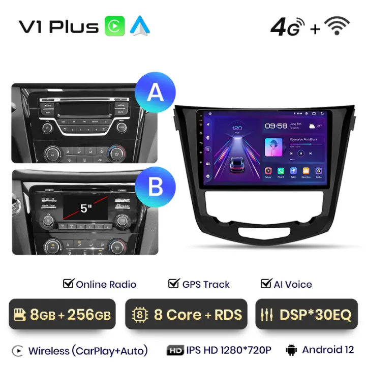 Junsun  Android 13 inalámbrico CarPlay Android Auto Radio para Nissan Qashqai 2 X-Trail 3 T32 2013 2014 2015 2016 2017 coche Multimedia navegación GPS autorradio - 1