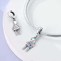 Encantos De Pareja De Niño Y Niña Platinados Con Circonia Para Pulsera O Collar Joyería Para Mujer Pendiente Clásico De Moda Vintage Romántico - details 155