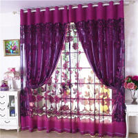 Cortinas De Tulle Rojo Con Flores Y Hojas Transparentes Para Decoración De Sala De Estar Y Dormitorio Cortinas Voile Organza De Doble Capa Para Ventana - details 3