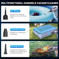 Aspirador portátil inalámbrico para el coche de doble uso de alta potencia mini aspiradora 4 en 1 de aire comprimido colector de polvo y secador de pelo aspiradora de mano con motor sin escobillas adecuado para coches, casas, oficinas, camping, al aire li - details 3