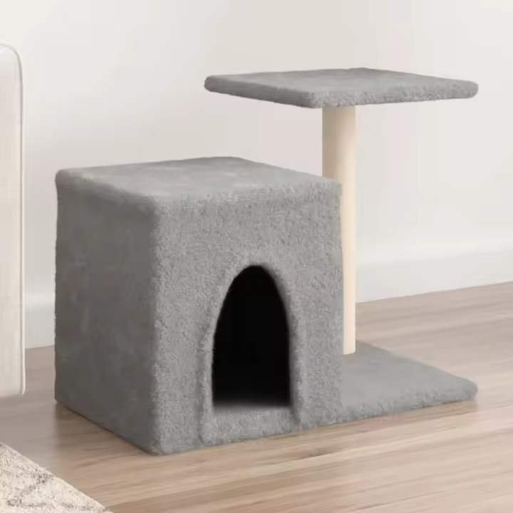 vidaXL Rascador para Gatos con Postes de Sisal Torre Gatitos 50,5 cm Color Crema,  Gris claro,  Gris oscuro y mas - 1