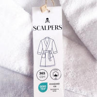 Scalpers Home Albornoz de Algodón 100% - 360GSM Gris con Ribetes Azules - Elegante y Sofisticado - details 13