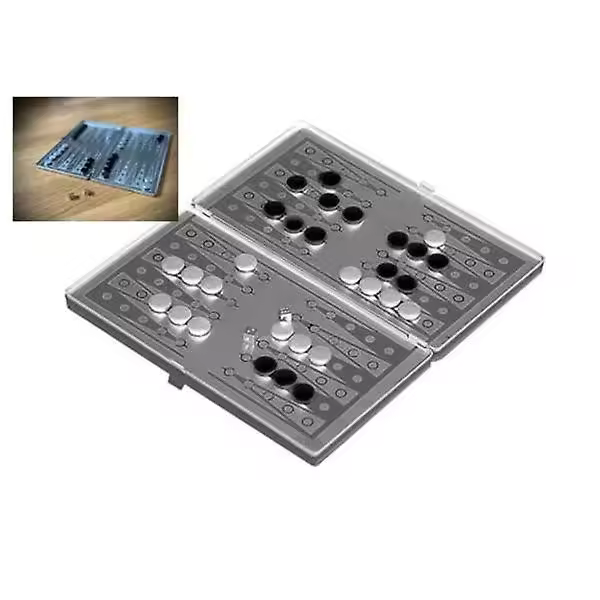 Backgammon magnético / Backgammon de viaje en fora de Bolsillo Juego de Plata - 1