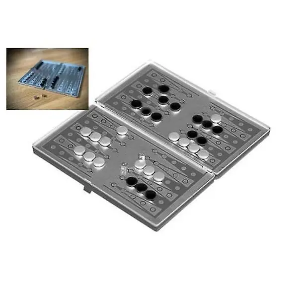 Backgammon magnético / Backgammon de viaje en fora de Bolsillo Juego de Plata - 1