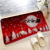 Alfombra De Piso De Navidad Merry Christmas Impresa En Flanela Antideslizante Para Baño Sala De Estar Cocina Alfombrilla De Bricolaje - details 3