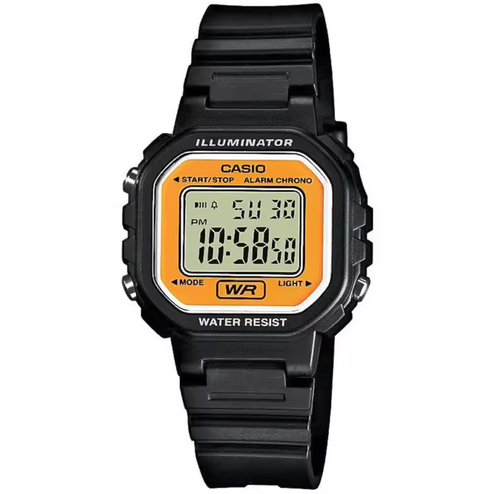 Casio La-20wh-9aef Reloj De Pulsera Digital Para Mujer Color Negro Bisel Naranja. Alarma Cronometro Luz. - 1