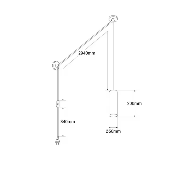 Lámpara Colgante ALPINALUZ ALES Minimalista Aluminio Negro | Cable Regulable 330cm - 1