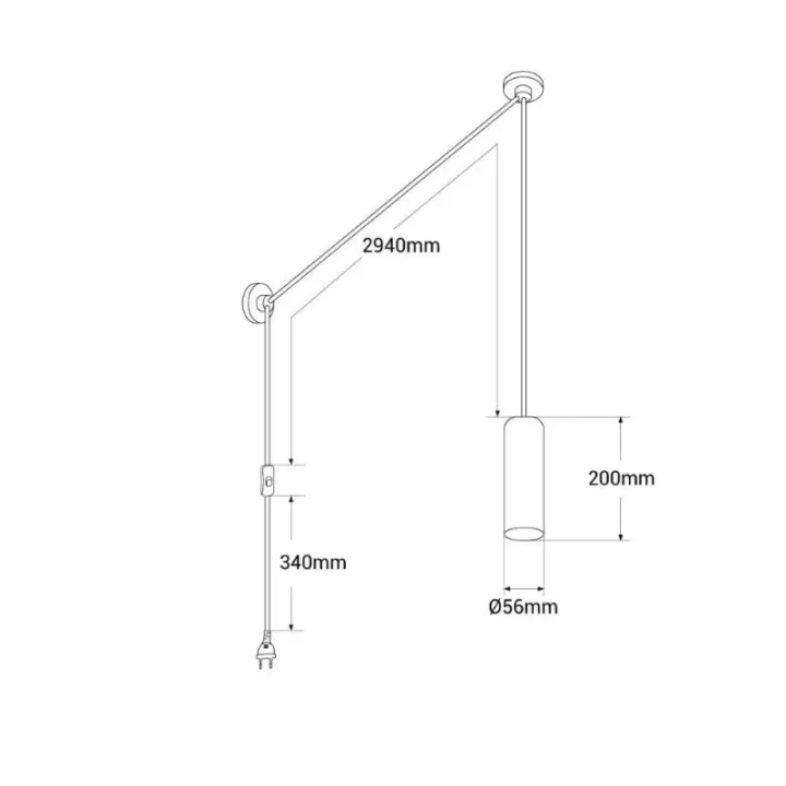 Lámpara Colgante ALPINALUZ ALES Minimalista Aluminio Negro | Cable Regulable 330cm - 1