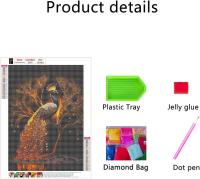 Pintura de diamante para punto de cruz, Dibujo de Diamante, Diamond Painting Kit Completo Animales, Pavo real 5D Diamond Painting Kits para Niños Niña Adultos, Decoración Hogar 30x40cm - details 2