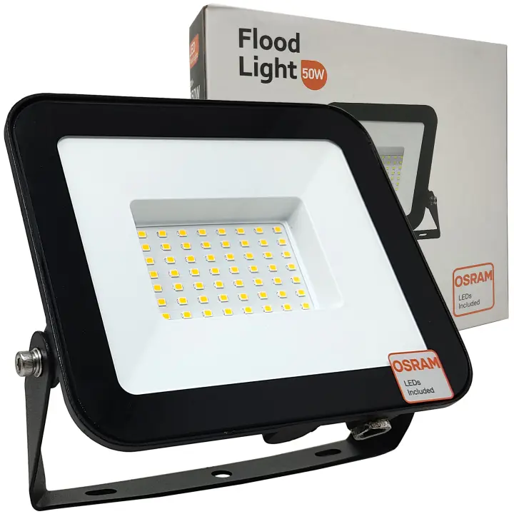 FACTORLED FOCO LED EXTERIOR 50W SLIM OSRAM, GRAN LUMINOSIDAD, IP65 RESISTENTE AL AGUA, PARA TERRAZA, JARDIN, PATIO Y EXTERIORES - 1